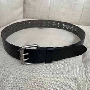 LEVI'S Bonded Leather Belt Double Prong Silver Tone Metal Hardware Edgy Goth